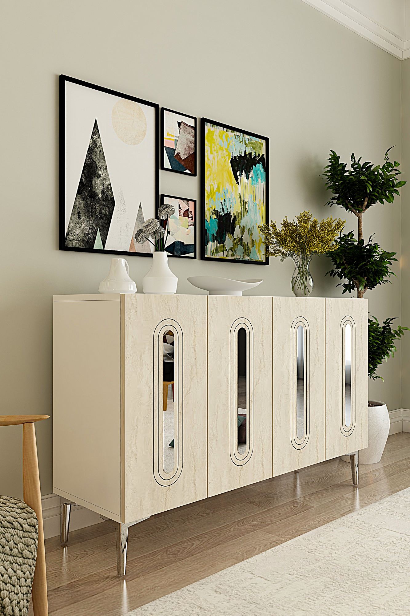 Μπουφές Λευκό
Τραβερτίνη
Ασημί 120x32x75cm | 555CHM1374