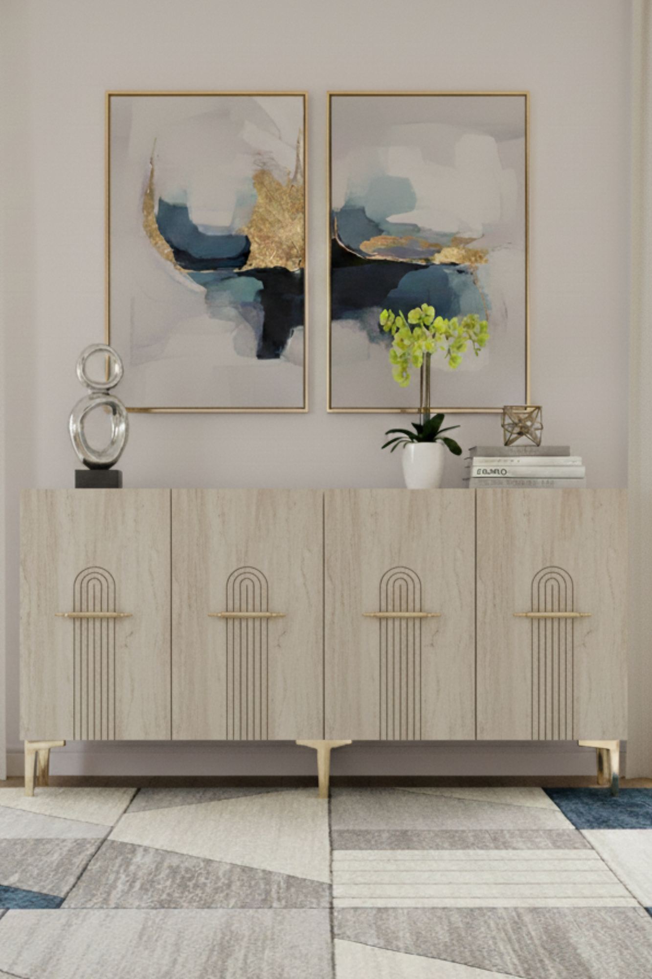 Μπουφές Λευκό
Τραβερτίνη
Χρυσό 150x32x75cm | 555CHM1389