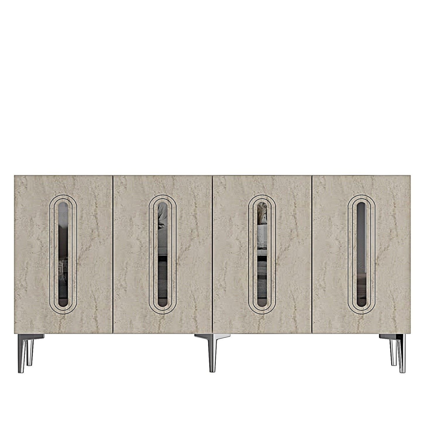 Μπουφές Λευκό
Τραβερτίνη
Ασημί 150x32x75cm | 555CHM1395