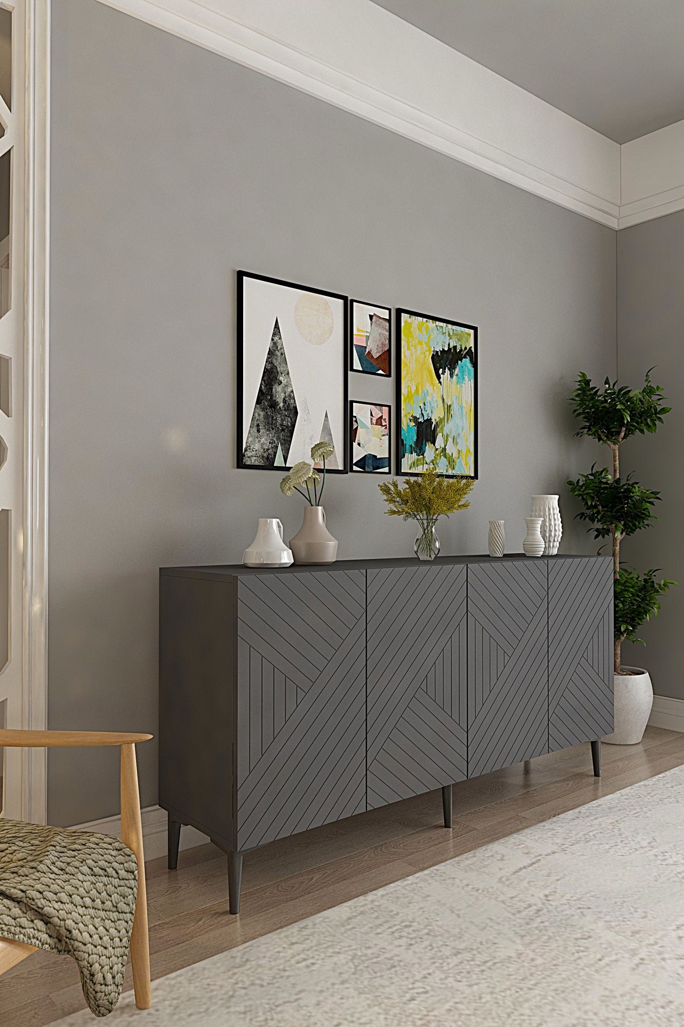 Μπουφές Ανθρακί 150x32x75cm | 555CHM1399