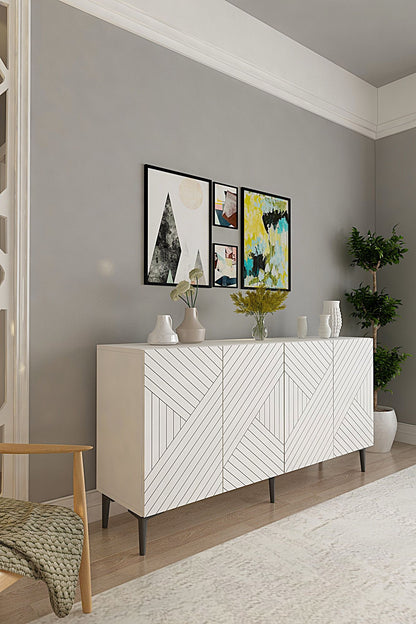 Μπουφές Λευκό 150x32x75cm | 555CHM1400