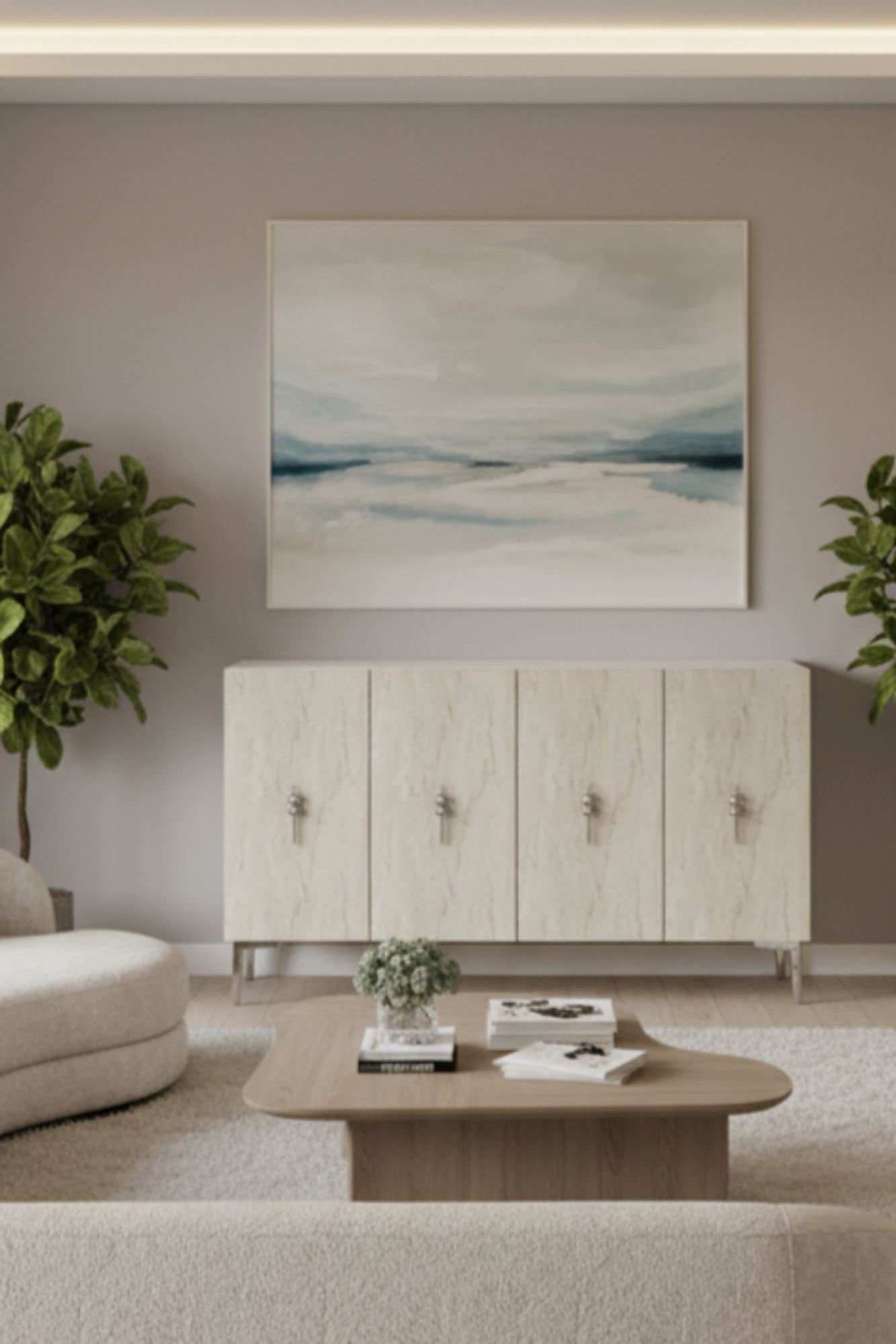 Μπουφές Λευκό
Τραβερτίνη
Ασημί 120x32x79cm | 555CHM1433
