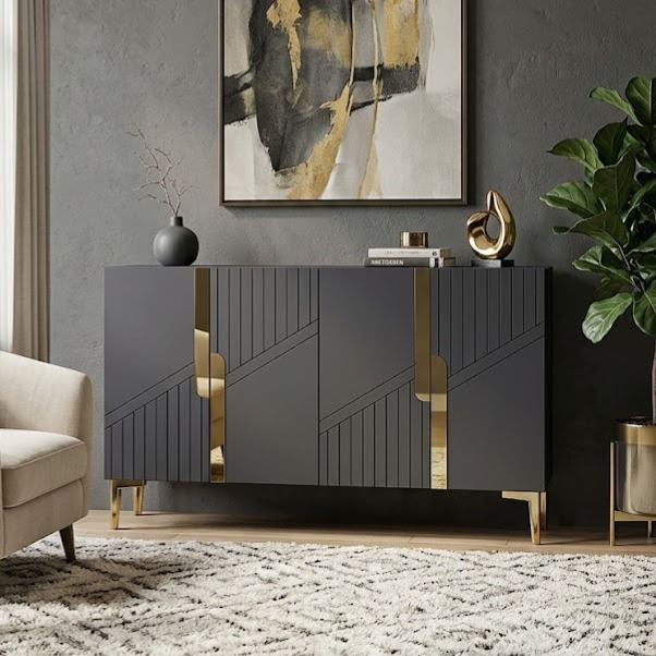Κονσόλα Μπουφές 120x75x32 εκ Ανθρακί / Χρυσό 555CHM1504