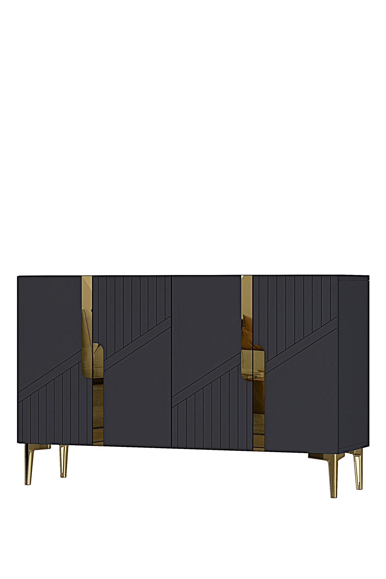 Κονσόλα Μπουφές 120x75x32 εκ Ανθρακί / Χρυσό 555CHM1504