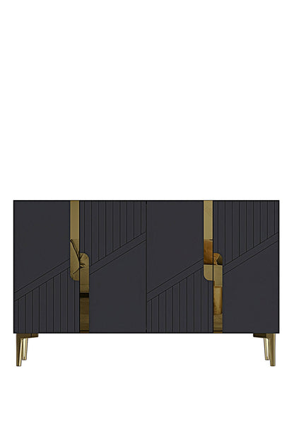 Κονσόλα Μπουφές 120x75x32 εκ Ανθρακί / Χρυσό 555CHM1504