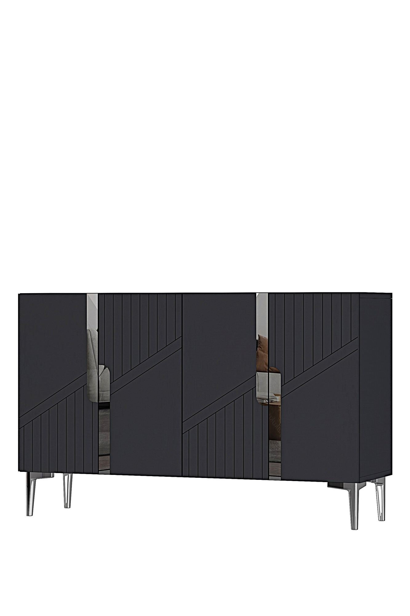 Κονσόλα Μπουφές 120x75x32 εκ Ανθρακί / Ασημί 555CHM1507