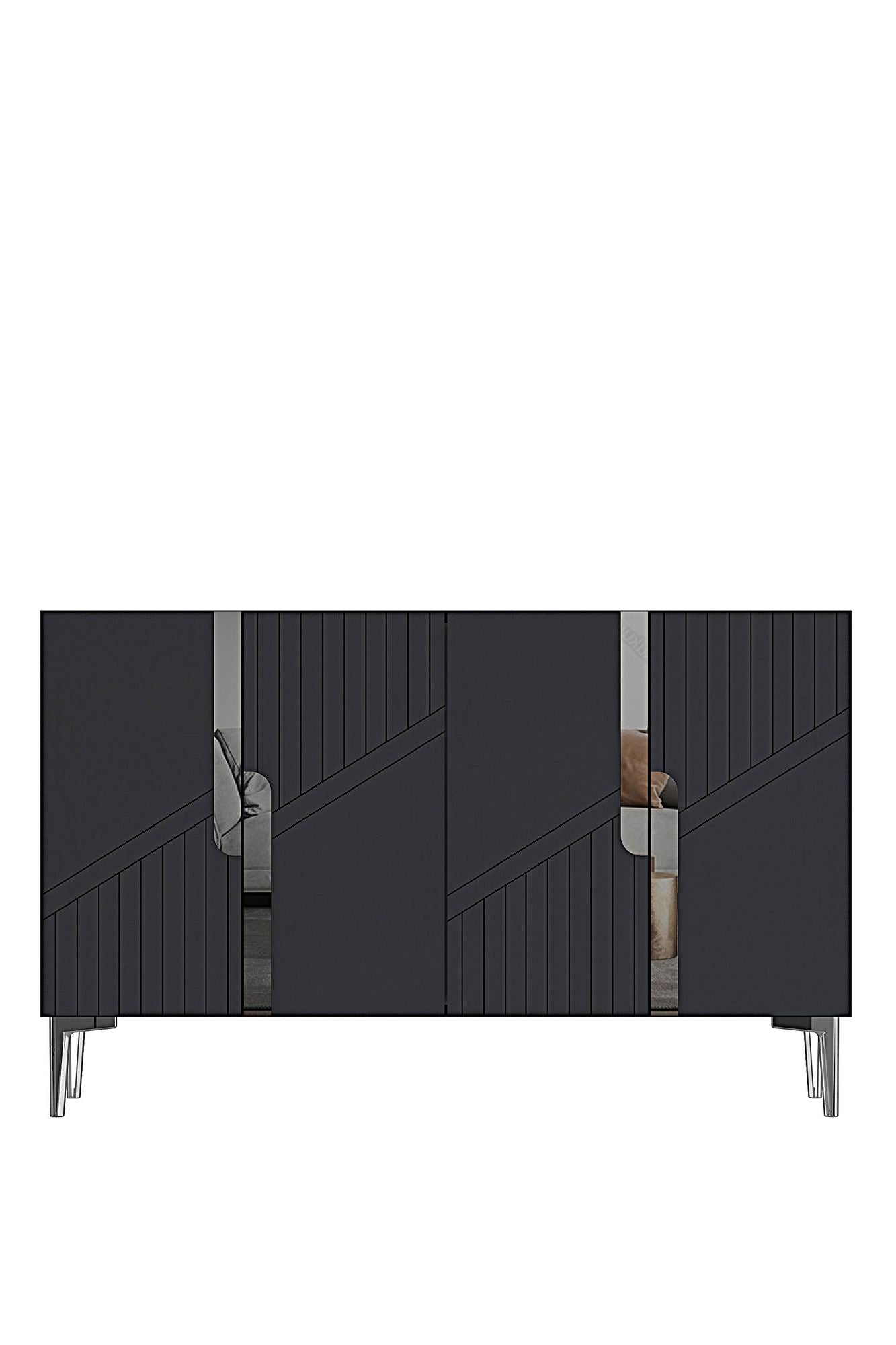 Κονσόλα Μπουφές 120x75x32 εκ Ανθρακί / Ασημί 555CHM1507