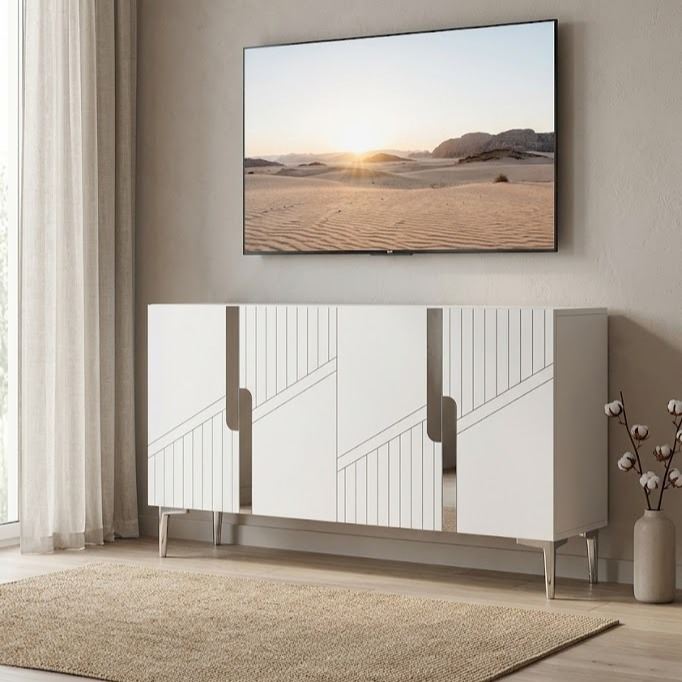 Κονσόλα Μπουφές 120x75x32 εκ Λευκό / Ασημί 555CHM1508