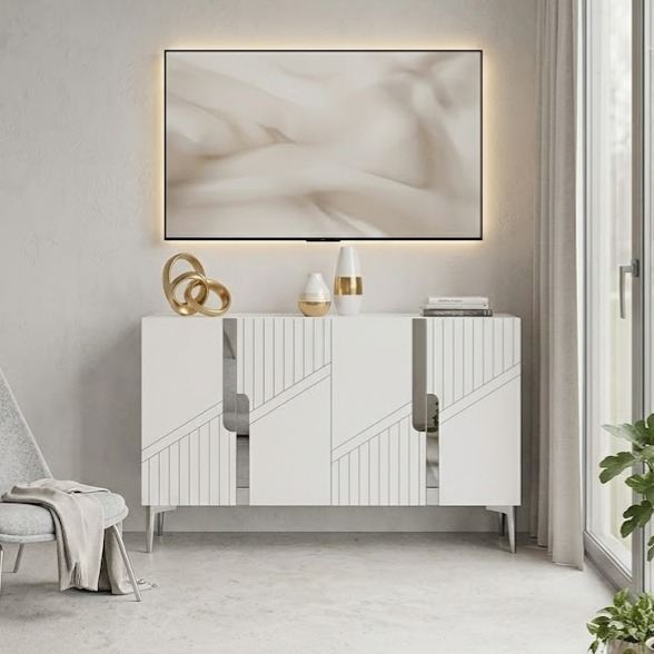 Κονσόλα Μπουφές 120x75x32 εκ Λευκό / Ασημί 555CHM1508