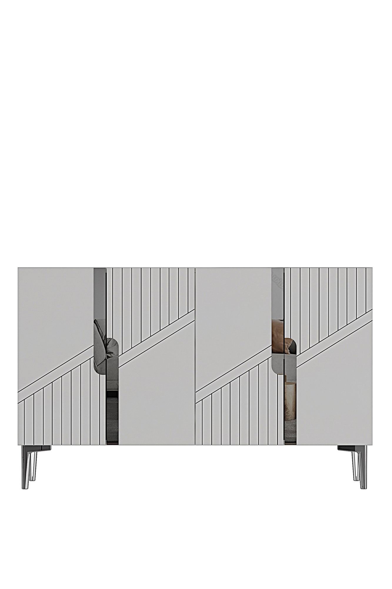 Κονσόλα Μπουφές 120x75x32 εκ Λευκό / Ασημί 555CHM1508