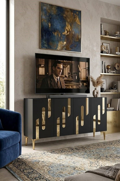Κονσόλα Μπουφές 120x75x32 εκ Ανθρακί / Χρυσό 555CHM1510