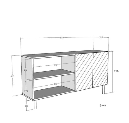 Κονσόλα Μπουφές 120x75x32 εκ Λευκό / Τραβερτίνο / Χρυσό 555CHM1512