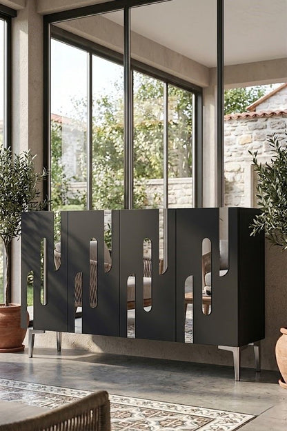 Κονσόλα Μπουφές 120x75x32 εκ Ανθρακί / Ασημί 555CHM1513