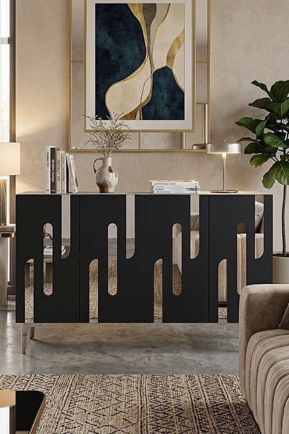 Κονσόλα Μπουφές 120x75x32 εκ Ανθρακί / Ασημί 555CHM1513