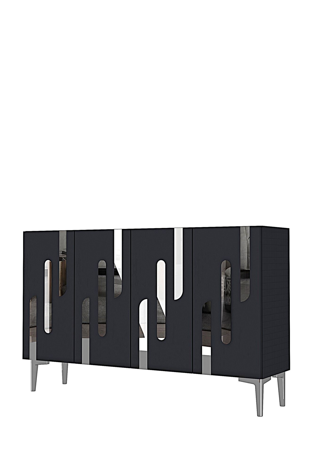 Κονσόλα Μπουφές 120x75x32 εκ Ανθρακί / Ασημί 555CHM1513