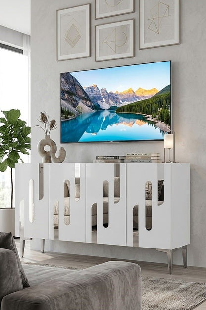 Κονσόλα Μπουφές 120x75x32 εκ Λευκό / Ασημί 555CHM1514