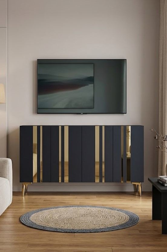 Κονσόλα Μπουφές 120x75x32 εκ Ανθρακί / Χρυσό 555CHM1516