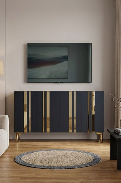 Κονσόλα Μπουφές 120x75x32 εκ Ανθρακί / Χρυσό 555CHM1516