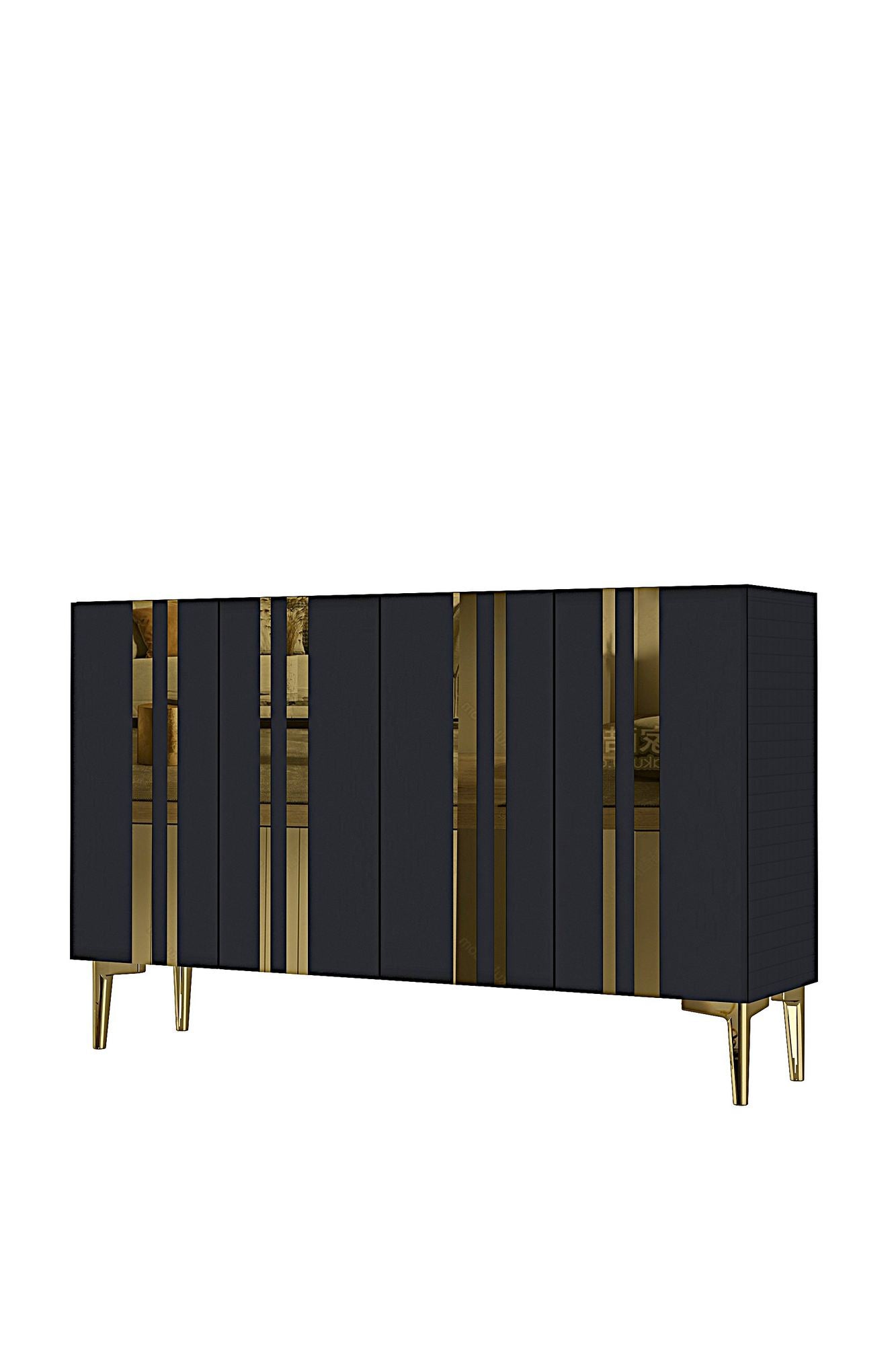 Κονσόλα Μπουφές 120x75x32 εκ Ανθρακί / Χρυσό 555CHM1516