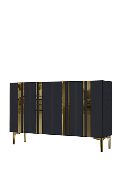 Κονσόλα Μπουφές 120x75x32 εκ Ανθρακί / Χρυσό 555CHM1516