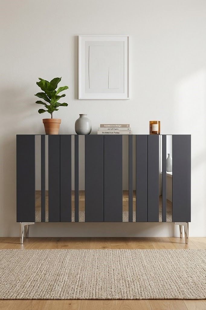 Κονσόλα Μπουφές 120x75x32 εκ Ανθρακί / Ασημί 555CHM1519
