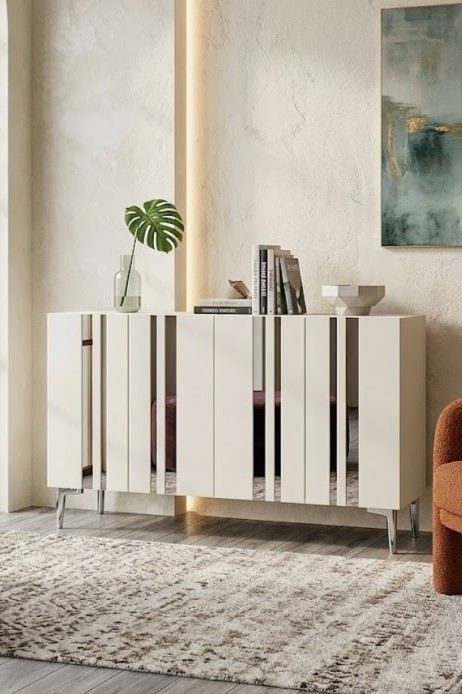 Κονσόλα Μπουφές 120x75x32 εκ Λευκό / Ασημί 555CHM1520