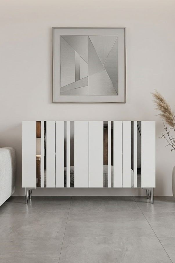 Κονσόλα Μπουφές 120x75x32 εκ Λευκό / Ασημί 555CHM1520
