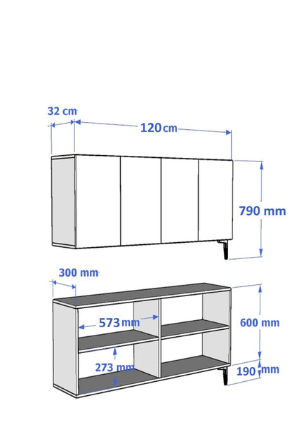 Κονσόλα Μπουφές 120x75x32 εκ Λευκό / Χρυσό 555CHM1523