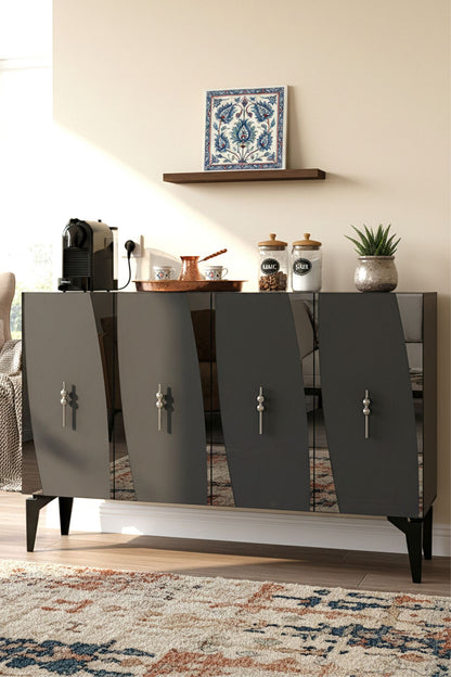 Κονσόλα Μπουφές 120x75x32 εκ Ανθρακί / Ασημί 555CHM1525