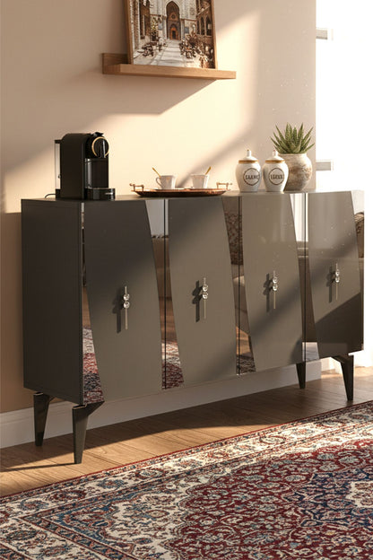 Κονσόλα Μπουφές 120x75x32 εκ Ανθρακί / Ασημί 555CHM1525