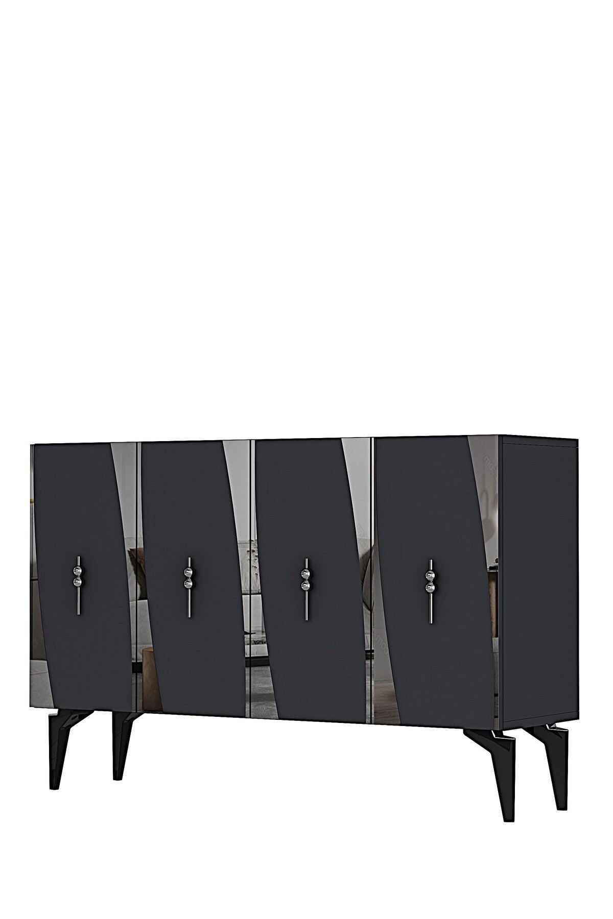 Κονσόλα Μπουφές 120x75x32 εκ Ανθρακί / Ασημί 555CHM1525