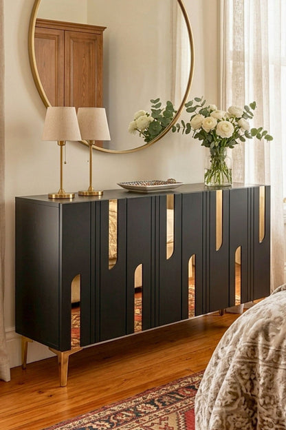 Κονσόλα Μπουφές 120x75x32 εκ Ανθρακί / Χρυσό 555CHM1528