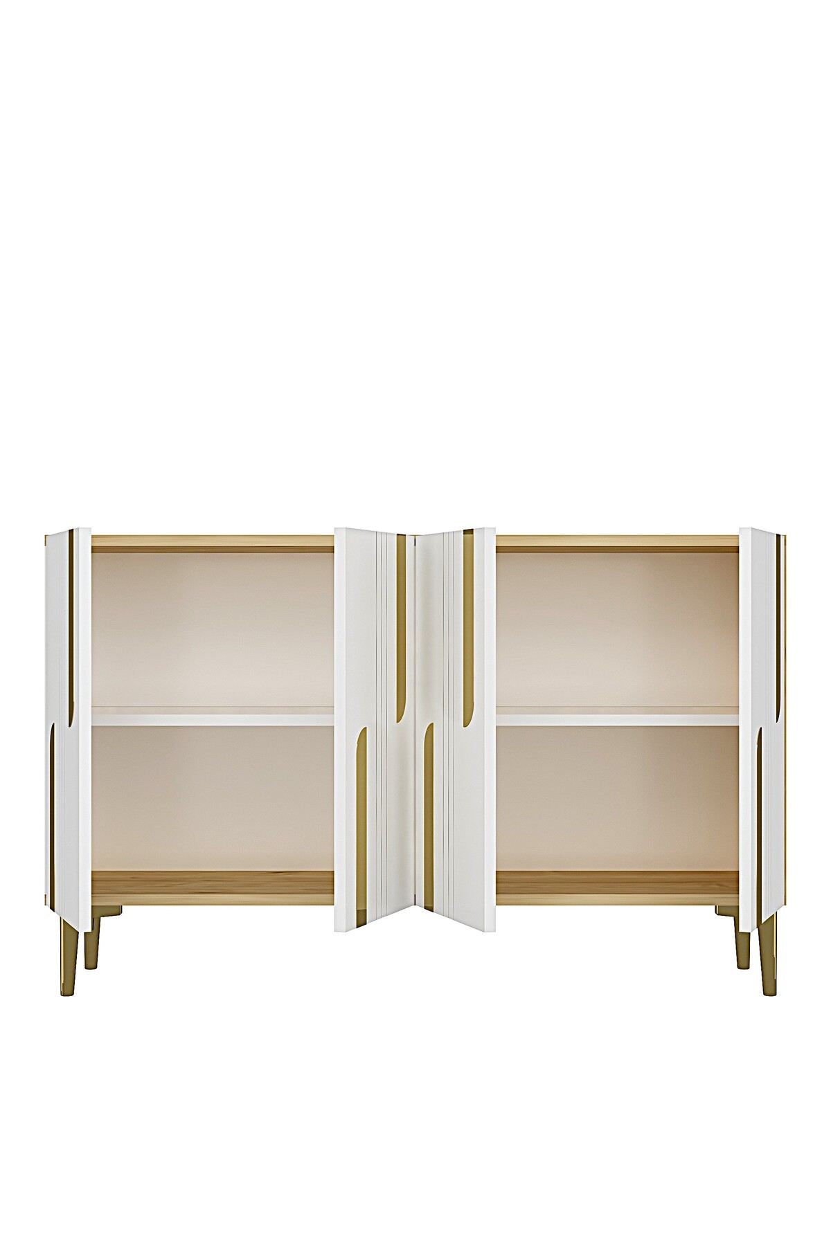 Κονσόλα Μπουφές 120x75x32 εκ Δρυς Sapphire / Λευκό / Χρυσό 555CHM1531