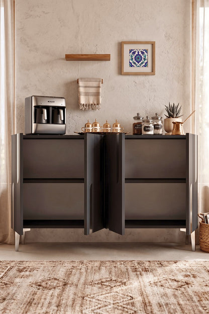 Κονσόλα Μπουφές 120x75x32 εκ Ανθρακί / Ασημί 555CHM1532