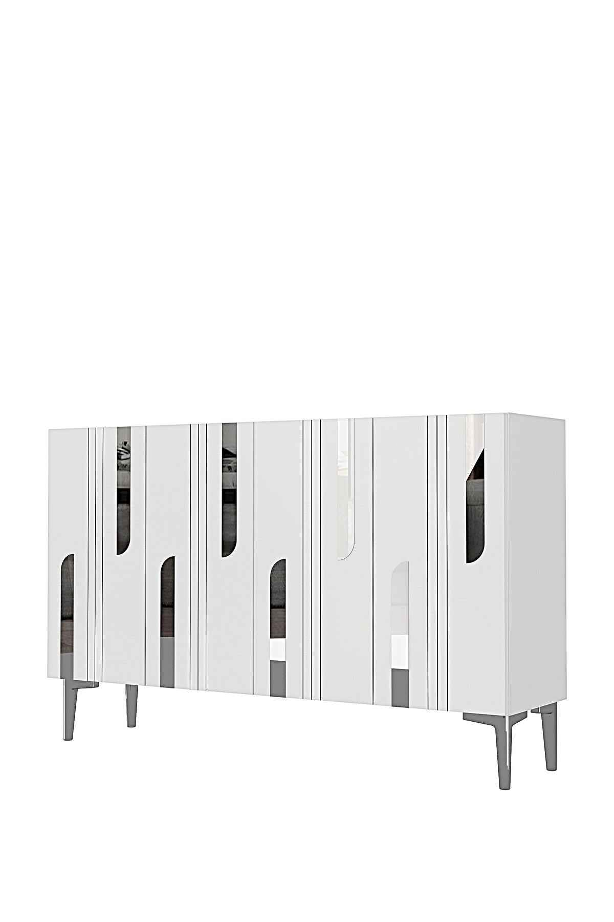 Κονσόλα Μπουφές 120x75x32 εκ Λευκό / Ασημί 555CHM1533