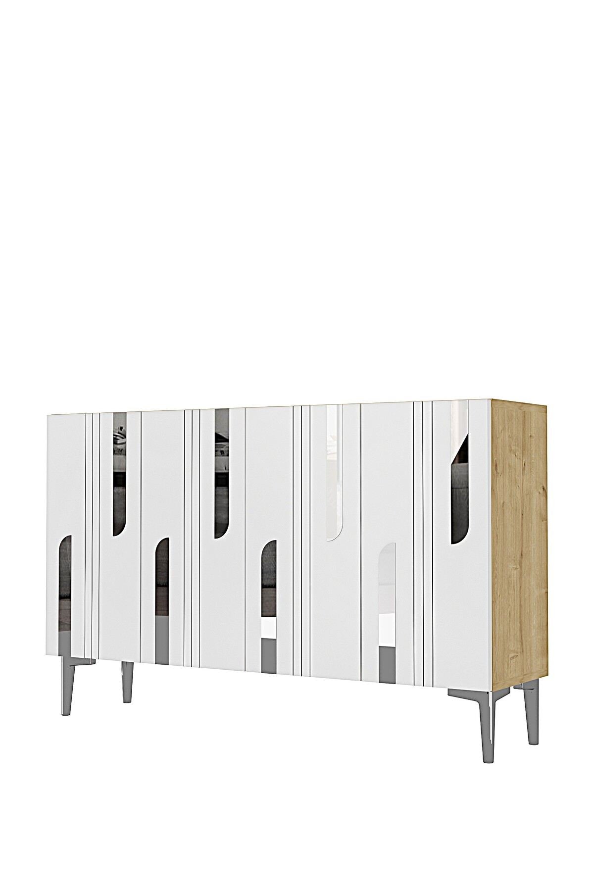 Κονσόλα Μπουφές 120x75x32 εκ Δρυς Sapphire / Λευκό / Ασημί 555CHM1535