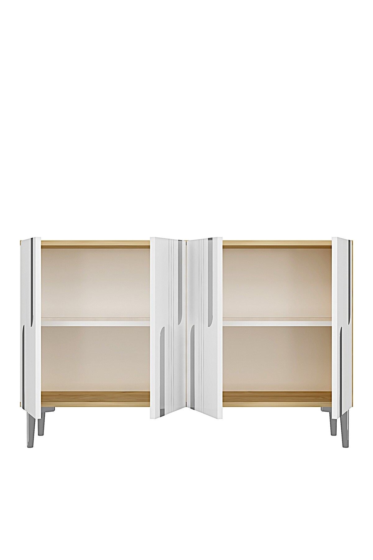 Κονσόλα Μπουφές 120x75x32 εκ Δρυς Sapphire / Λευκό / Ασημί 555CHM1535