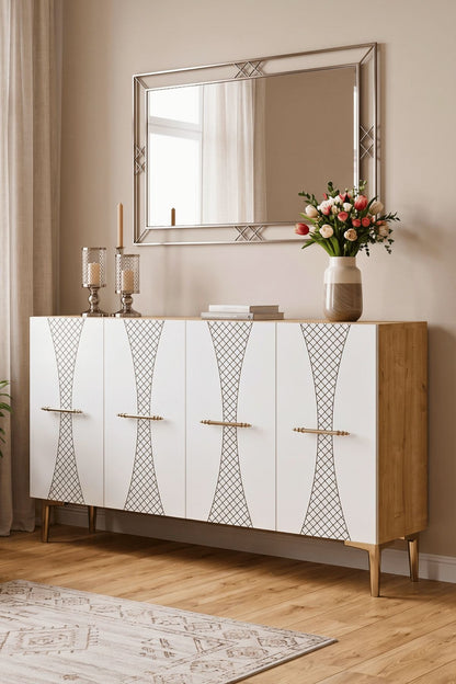 Κονσόλα Μπουφές 120x75x32 εκ Δρυς Sapphire / Λευκό 555CHM1539