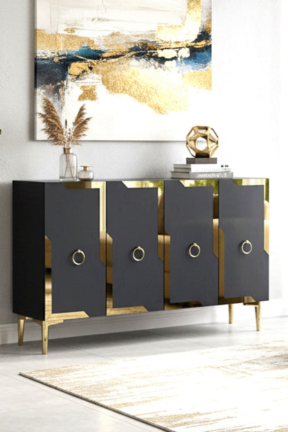Κονσόλα Μπουφές 120x75x32 εκ Ανθρακί / Χρυσό 555CHM1540