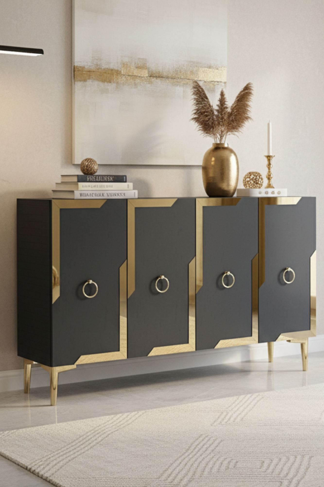 Κονσόλα Μπουφές 120x75x32 εκ Ανθρακί / Χρυσό 555CHM1540