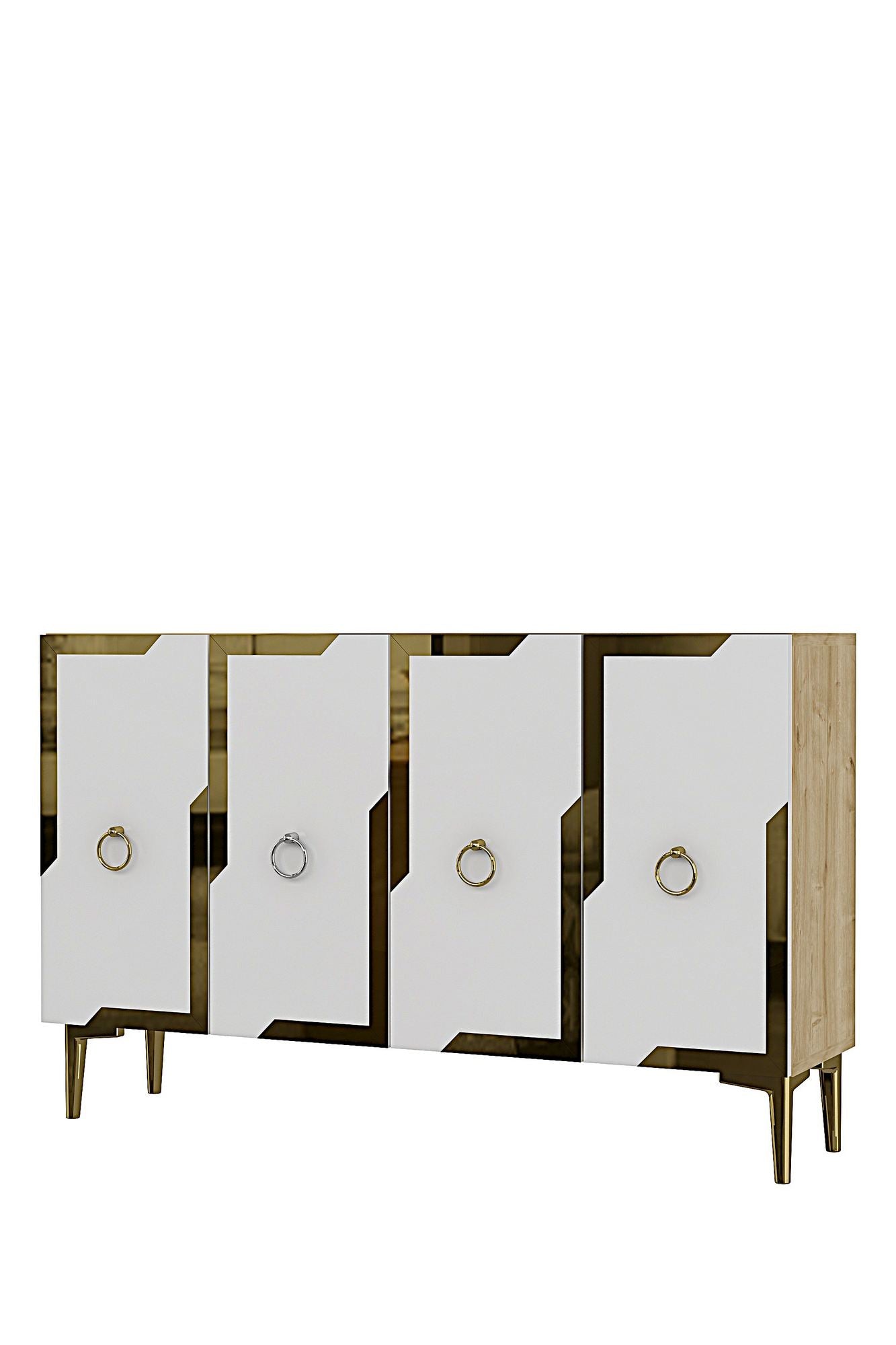 Κονσόλα Μπουφές 120x75x32 εκ Δρυς Sapphire / Λευκό / Χρυσό 555CHM1543