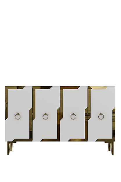 Κονσόλα Μπουφές 120x75x32 εκ Δρυς Sapphire / Λευκό / Χρυσό 555CHM1543