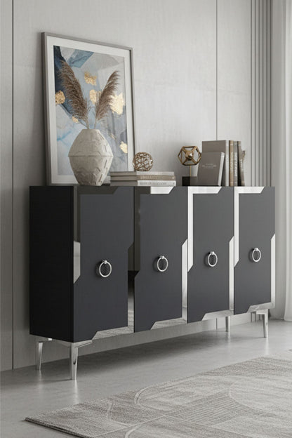 Κονσόλα Μπουφές 120x75x32 εκ Ανθρακί / Ασημί 555CHM1544