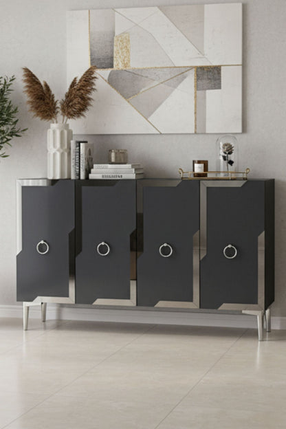 Κονσόλα Μπουφές 120x75x32 εκ Ανθρακί / Ασημί 555CHM1544