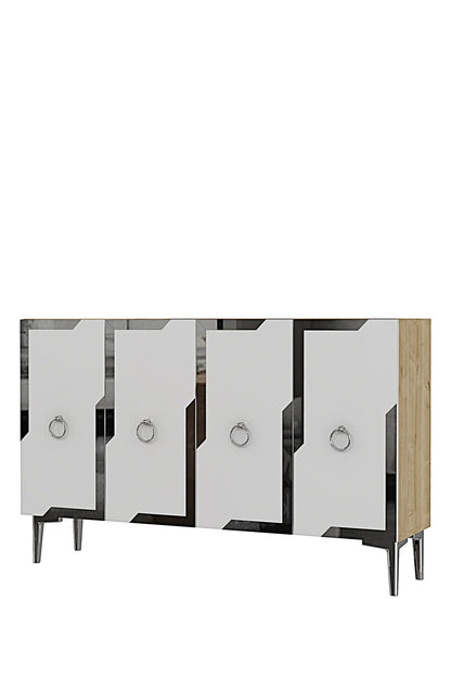 Κονσόλα Μπουφές 120x75x32 εκ Δρυς Sapphire / Λευκό / Ασημί 555CHM1547