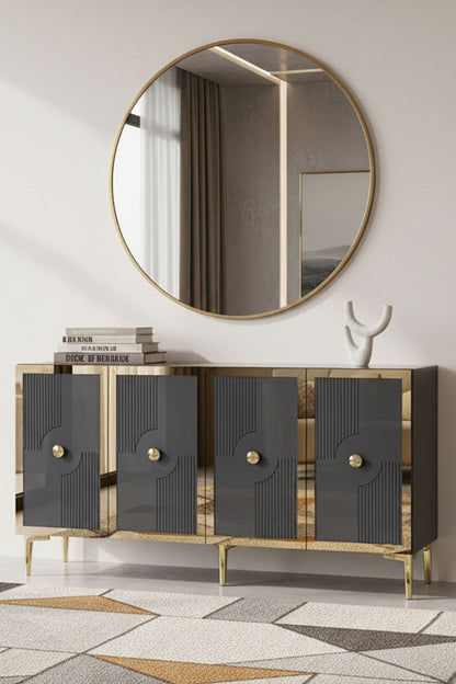 Κονσόλα Μπουφές 125x75x32 εκ Ανθρακί / Χρυσό 555CHM1559
