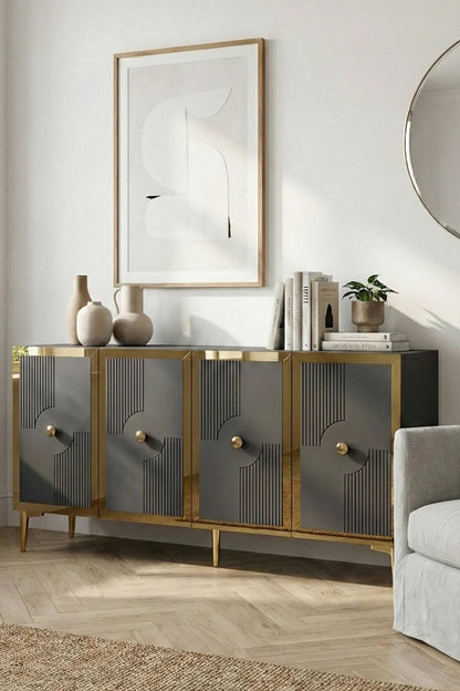 Κονσόλα Μπουφές 125x75x32 εκ Ανθρακί / Χρυσό 555CHM1559