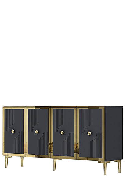 Κονσόλα Μπουφές 125x75x32 εκ Ανθρακί / Χρυσό 555CHM1559
