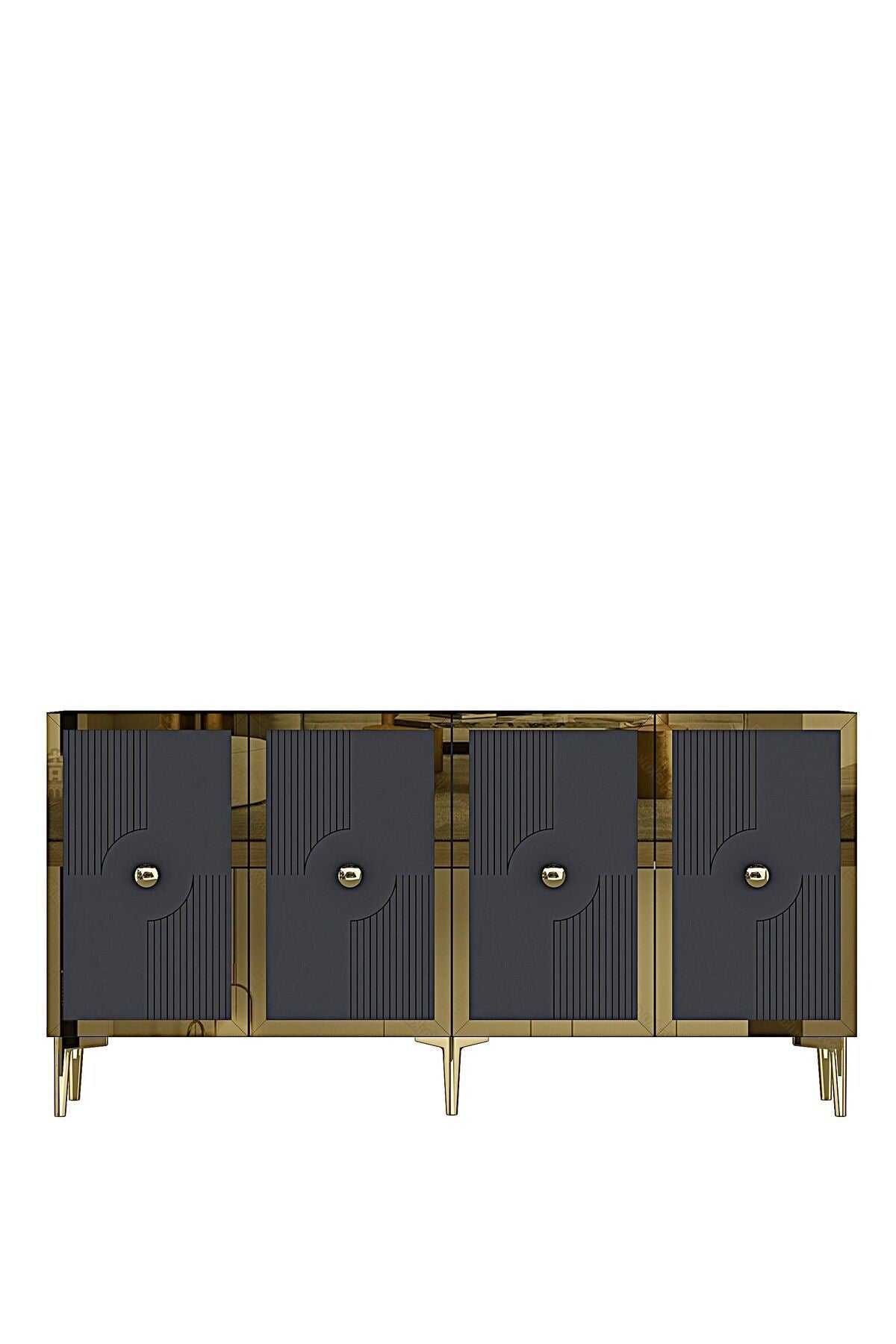 Κονσόλα Μπουφές 125x75x32 εκ Ανθρακί / Χρυσό 555CHM1559