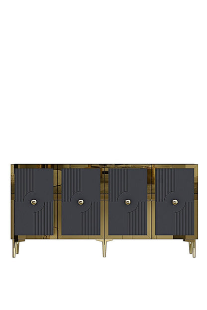 Κονσόλα Μπουφές 125x75x32 εκ Ανθρακί / Χρυσό 555CHM1559